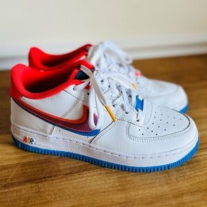 Nike Air Force 1 LV8 Offset 3D Swoosh White Sneakers Size 5.5Y Women 7